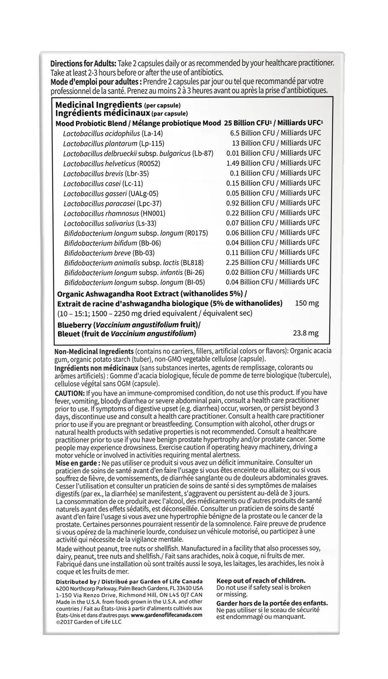 Garden of Life - Dr. F Mood+ 50-B Cs - 60 Vcaps - Limolin 