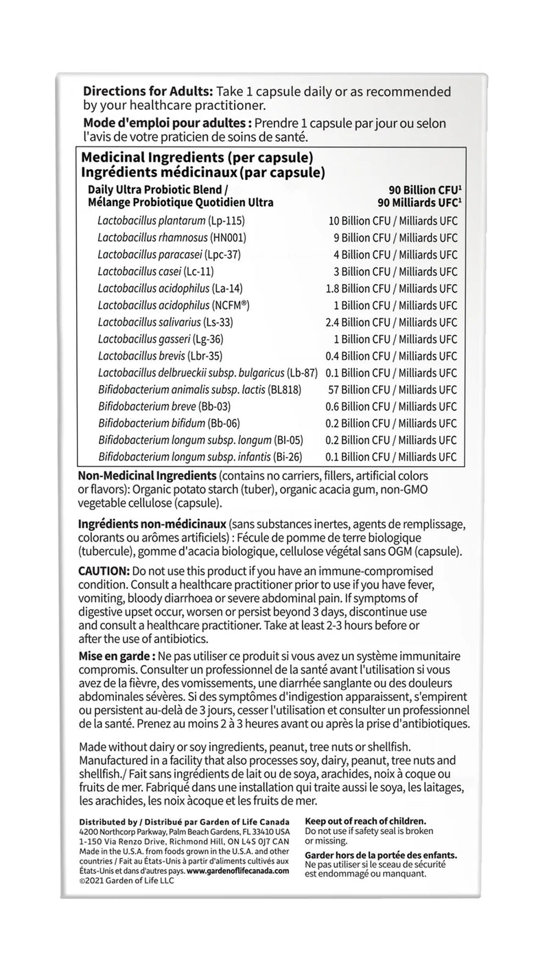 Garden of Life - Dr F Once Daily Ultra 90-B Cs - 30 Vcaps - Limolin 
