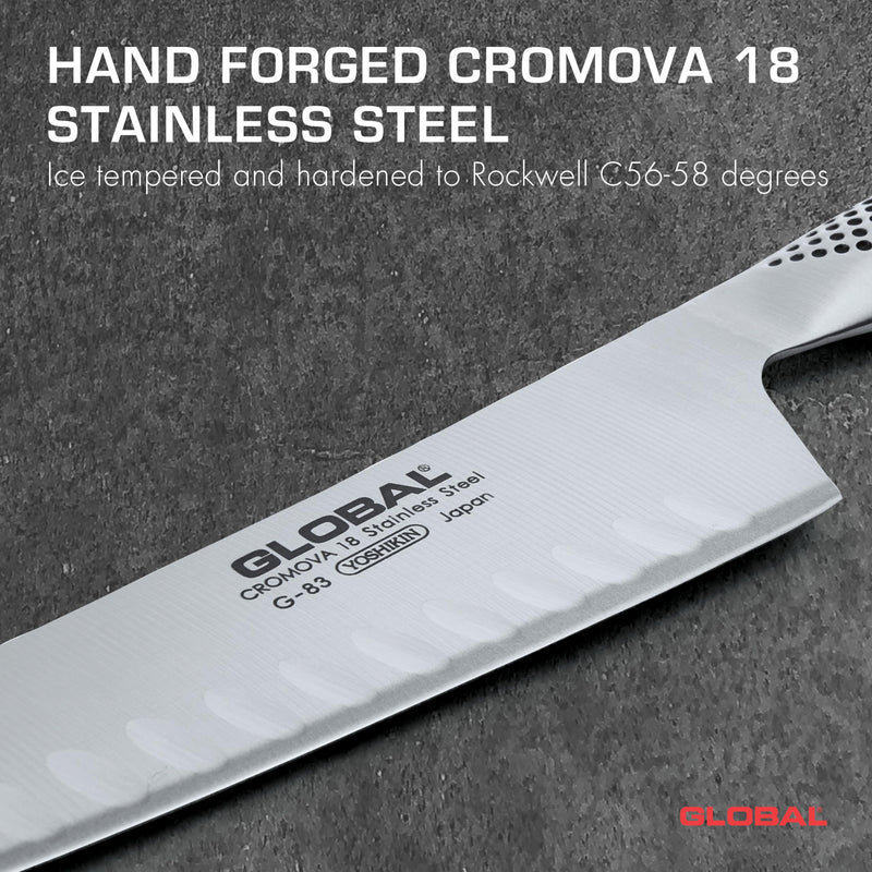 Global - Oriental-Cook's Knife Fluted 18cm/7" (G66) - Limolin 