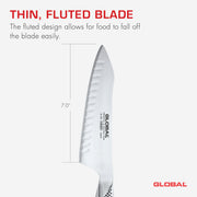 Global - Oriental-Cook's Knife Fluted 18cm/7" (G66) - Limolin 