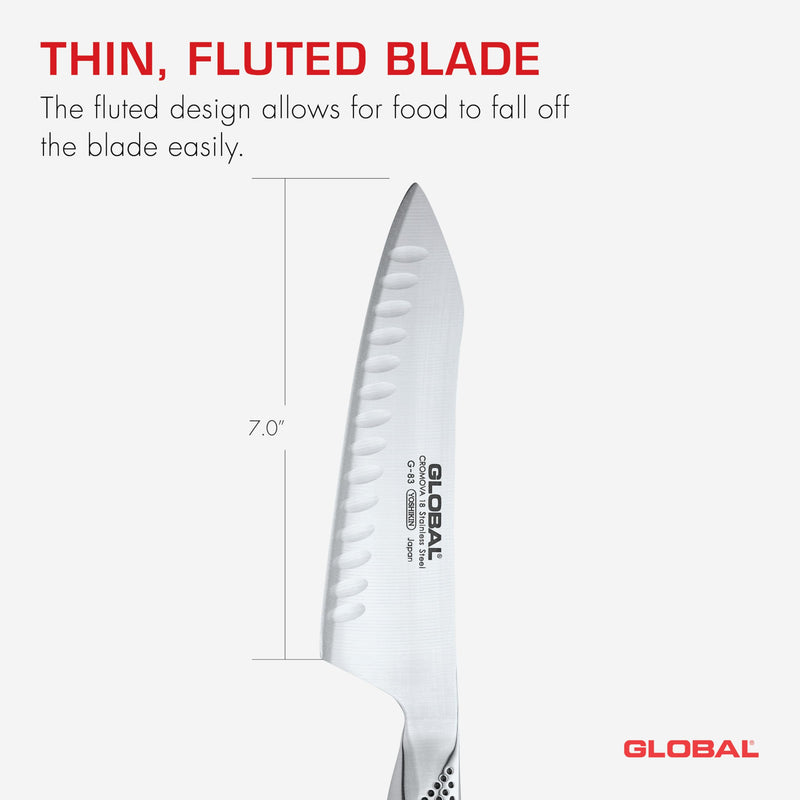 Global - Oriental-Cook's Knife Fluted 18cm/7" (G66) - Limolin 