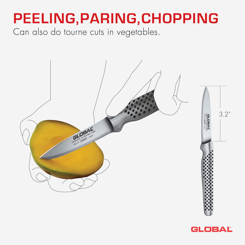 Global - Peeling Knife w/Large Handle 8cm/3.2" Forged - Limolin 