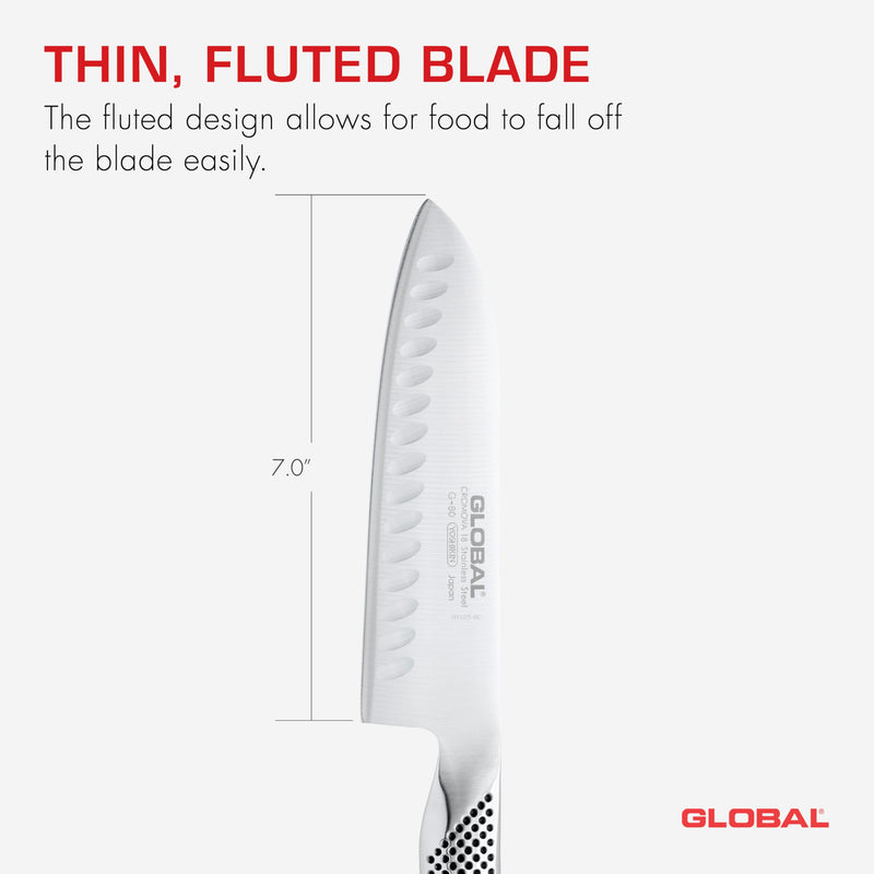 Global - Santoku Knife Fluted 18cm/7" (G48) - Limolin 