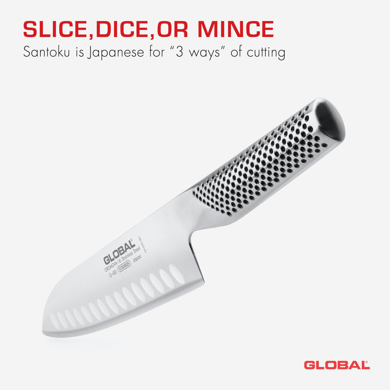 Global - Santoku Knife Fluted 18cm/7" (G48) - Limolin 