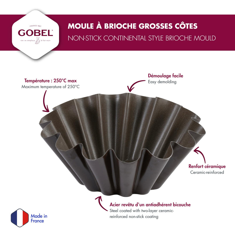 Gobel - Brioche Large Mold/Wide Ribs 16x5.5cm/6.3x2.2" Non-stick - Limolin 