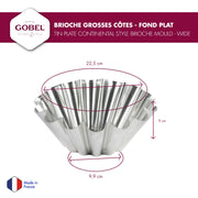 Gobel - Brioche Large Mold/Wide Ribs 22x8.7cm/8.7x3.4" Tin - Limolin 