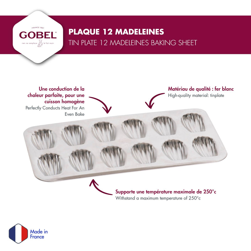 Gobel - Madeleine Sheet Stamped 12/Lg 39.5x22.5cm/15.5x8.6" Tin - Limolin 
