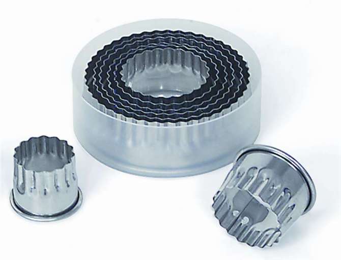 Gobel - Pastry Cutter Set Fluted Round 8pc Set 3-10x4cm/1-4x1.6" SS - Limolin 