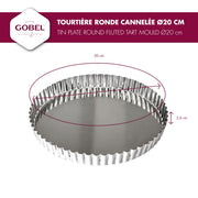 Gobel - Quiche Mold LB Fluted Round 20x2.5cm/8x1" Tin - Limolin 