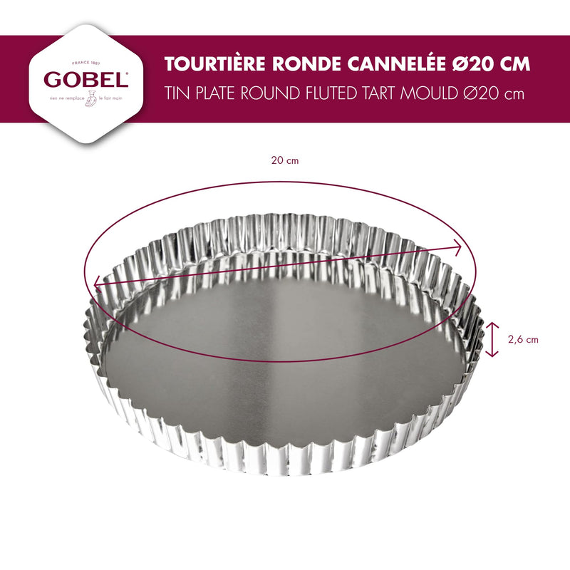Gobel - Quiche Mold LB Fluted Round 20x2.5cm/8x1" Tin - Limolin 