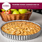 Gobel - Quiche Mold LB Fluted Round 20x2.5cm/8x1" Tin - Limolin 