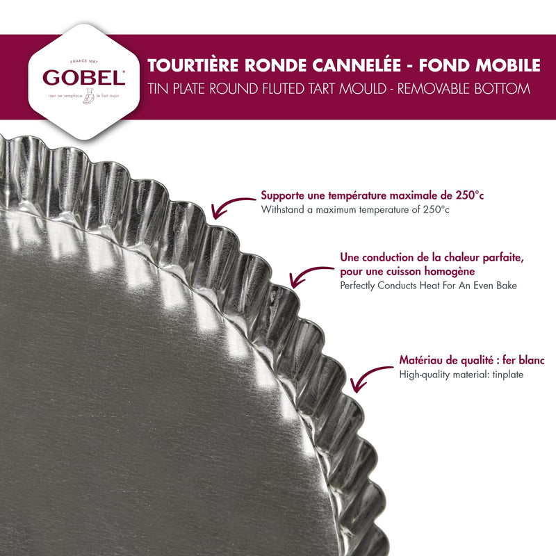 Gobel - Quiche Mold LB Fluted Round 26x2.5cm/10x1" Tin - Limolin 