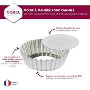 Gobel - Quiche Mold LB w/Narrow Ribs 15x4cm/6x1.6" Tin - Limolin 