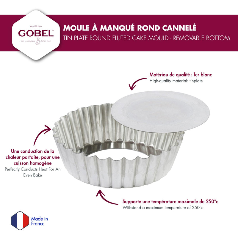 Gobel - Quiche Mold LB w/Narrow Ribs 15x4cm/6x1.6" Tin - Limolin 