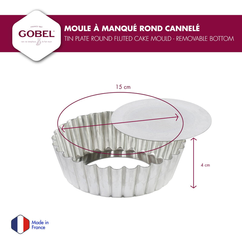 Gobel - Quiche Mold LB w/Narrow Ribs 15x4cm/6x1.6" Tin - Limolin 
