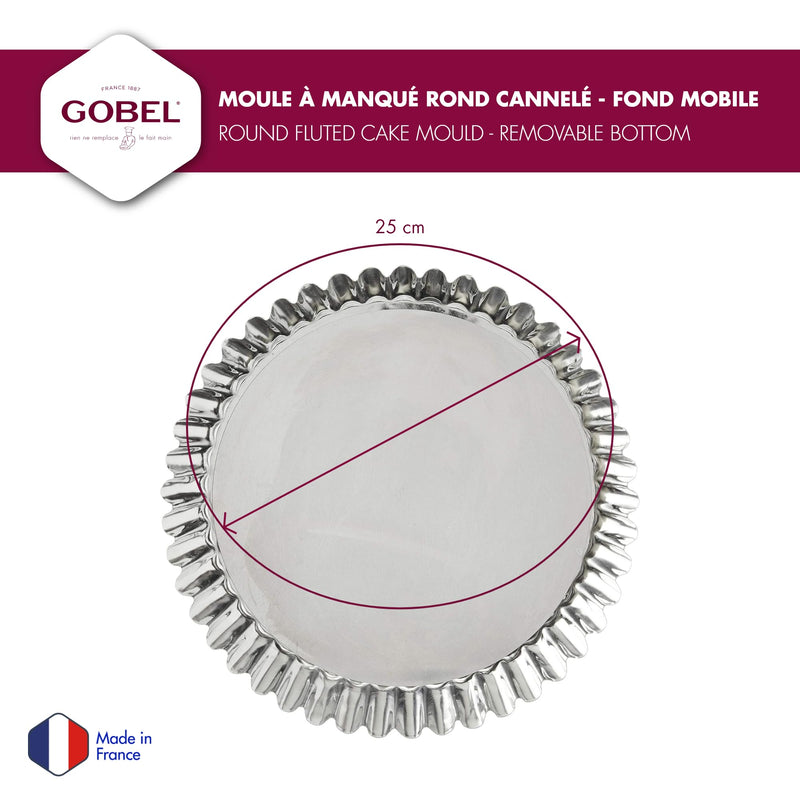 Gobel - Quiche Mold LB w/Narrow Ribs 25x5cm/10x2" Tin - Limolin 