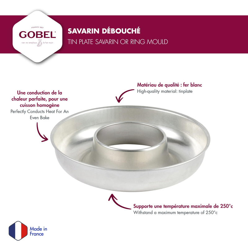 Gobel - Savarin/Ring Mold Open Tube 24x5cm/9.5x1.9" Tin - Limolin 
