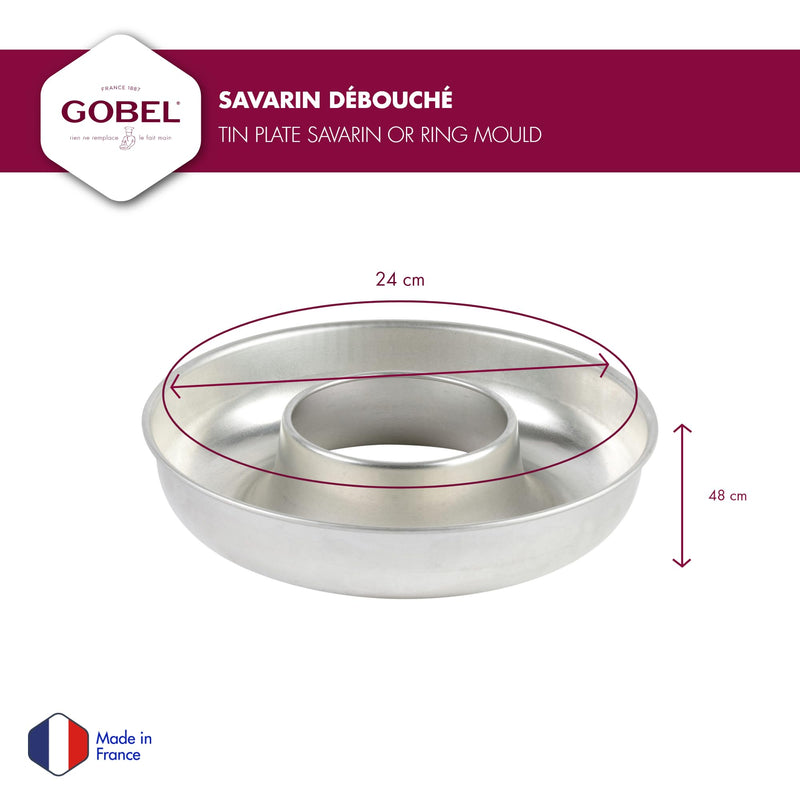 Gobel - Savarin/Ring Mold Open Tube 24x5cm/9.5x1.9" Tin - Limolin 