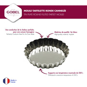 Gobel - Tart Mold Fluted Round 7x1cm/2.8x0.4" Tin - Limolin 