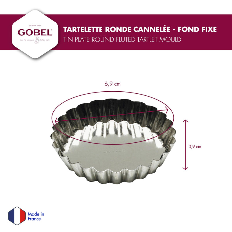 Gobel - Tart Mold Fluted Round 7x1cm/2.8x0.4" Tin - Limolin 