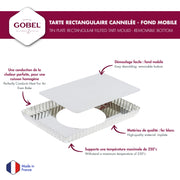 Gobel - Tart Mold LB Fluted Rectangle 29x20.5x2.5cm/11.5x8x1" Tin - Limolin 