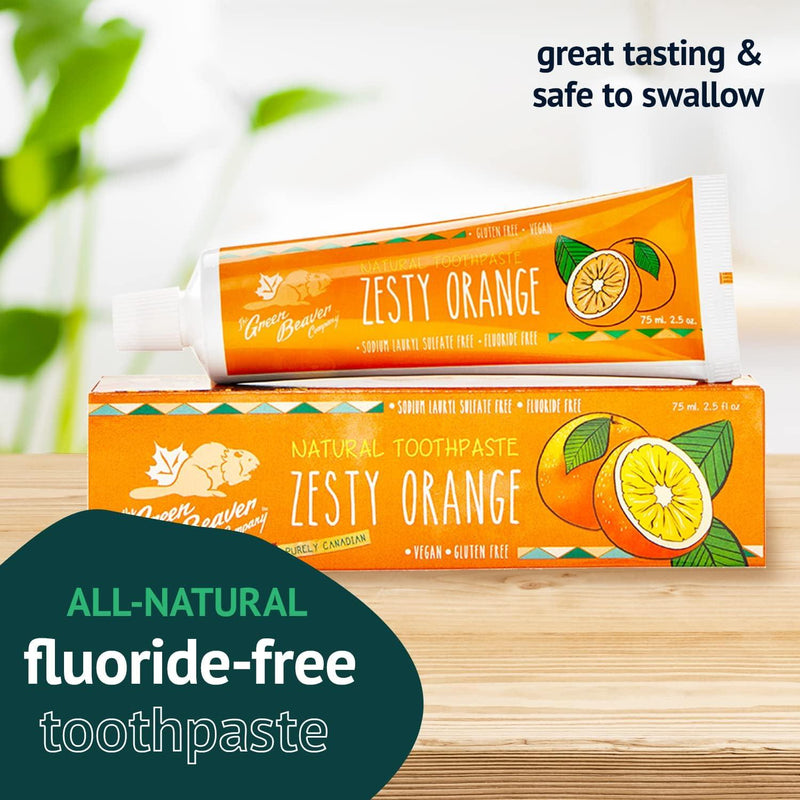 Green Beaver Company - Toothpaste Zesty Orange-All Natural Organic , Vegan, Fluoride Free & Gluten Free - Limolin 