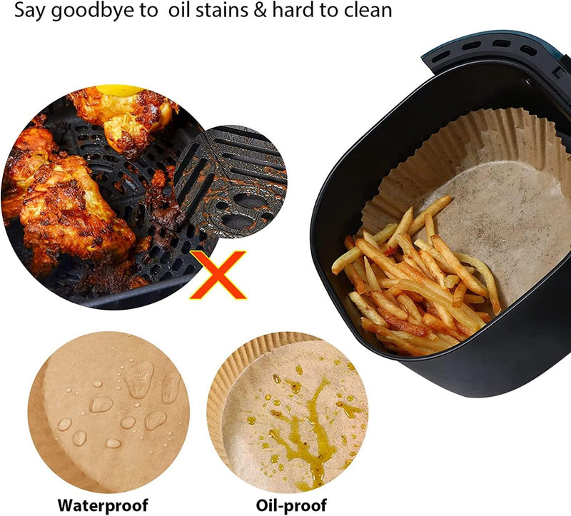 Round Air Fryer Parchment Liners, 20 cm, 50 Count