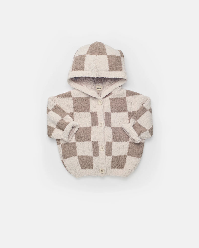 Hooded Cardigan • Checkers Fuzzy