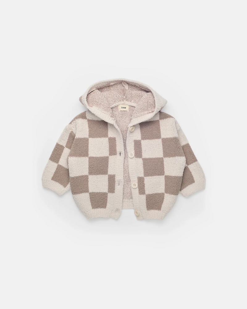 Hooded Cardigan • Checkers Fuzzy