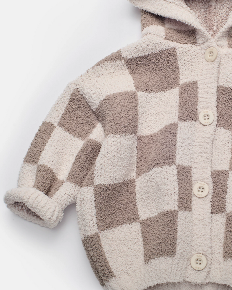 Hooded Cardigan • Checkers Fuzzy
