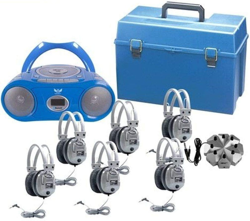 HamiltonBuhl - Listening Centre Bluetooth Boombox With Over Ear 6 Headphones With Case - Limolin 