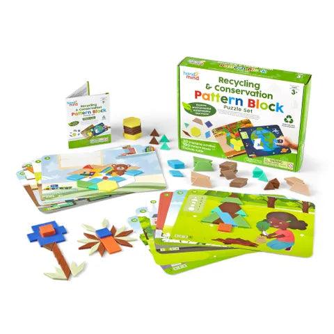 Hand 2 Mind - Recycling & Conservation Pattern Block Puzzle Set - Limolin 