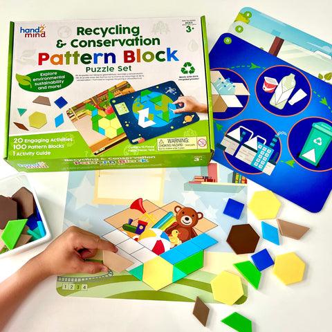 Hand 2 Mind - Recycling & Conservation Pattern Block Puzzle Set - Limolin 