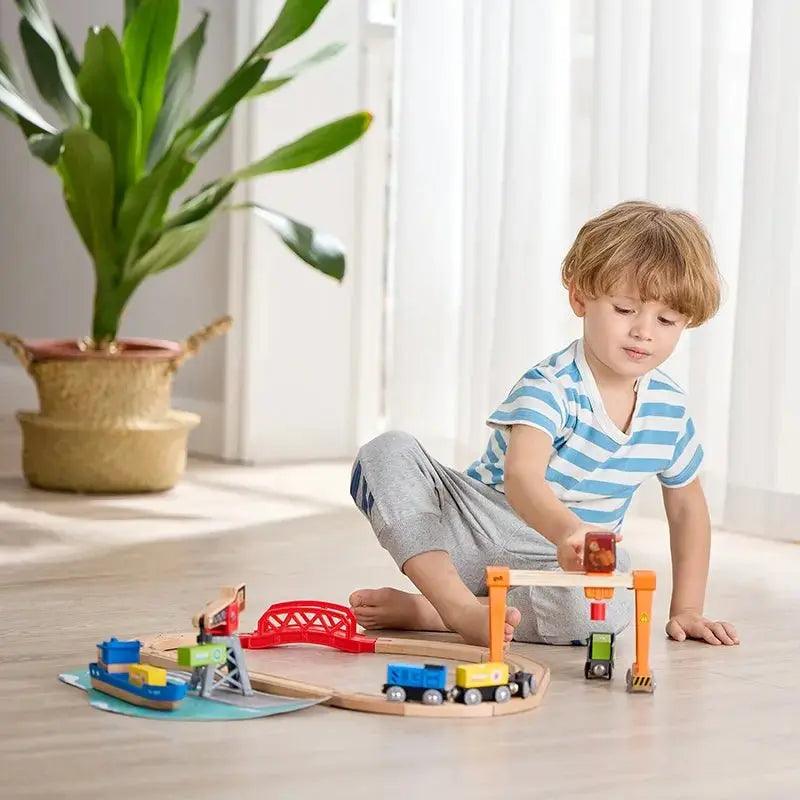 Hape - Lift & Load Harbour Rail Set - Limolin 