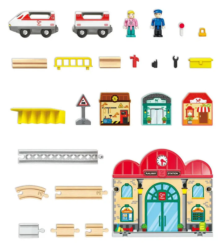 Hape - PORTABLE TRAIN STATION SET - Limolin 