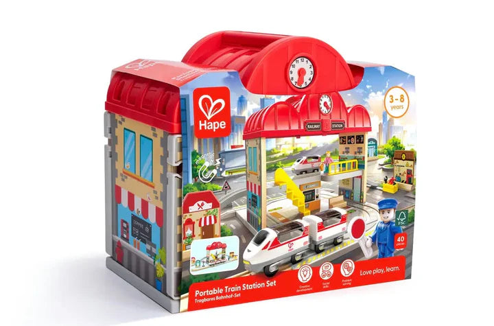 Hape - PORTABLE TRAIN STATION SET - Limolin 