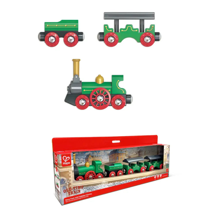 Hape - RETRO TRAIN WITH FOLDABLE CHIMNEY