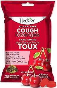 Herbion - Naturals Sugar-Free Cough Lozenges with Natural Cherry Flavour, 25 Lozenges - Limolin 
