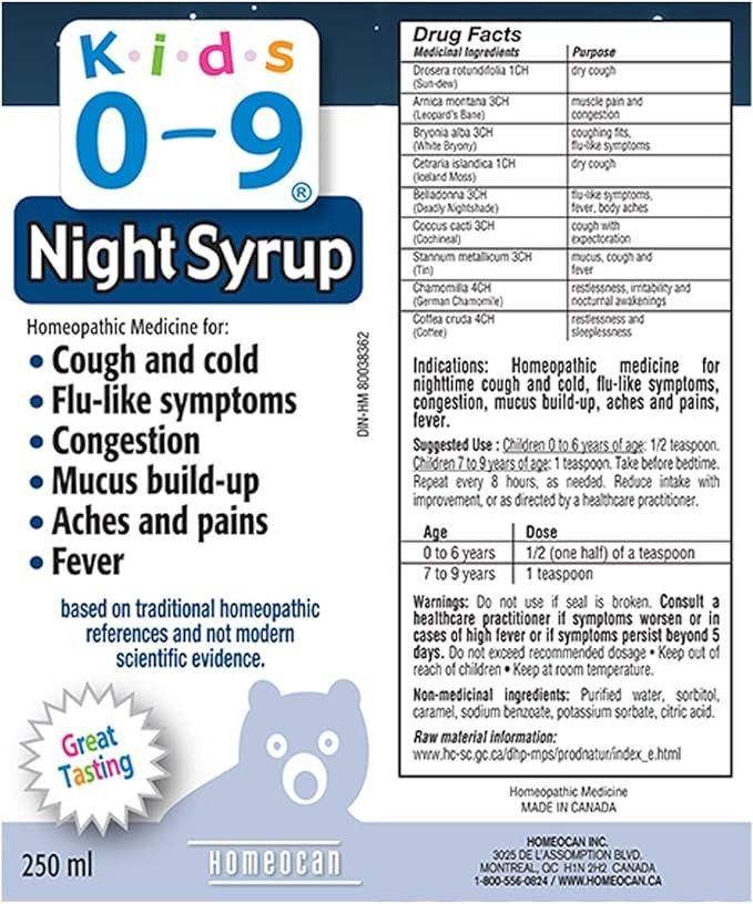 Homeocan - Cough & Cold Night Syrup - ENFNUIT250 - 250ml - Limolin 