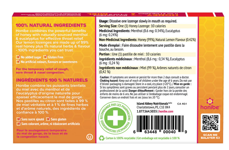 Honibe - Honey Lozenges Lemon - Limolin 