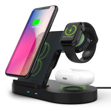 HyperGear - 3-In-1 Wireless Charging Dock With 10W Wireless Fast Charge | Black - Limolin 