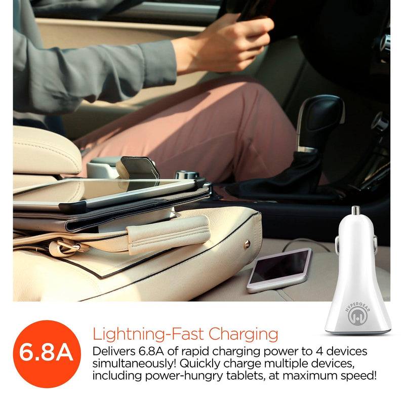 HyperGear - 34W Quad Usb Car Charger | White - Limolin 