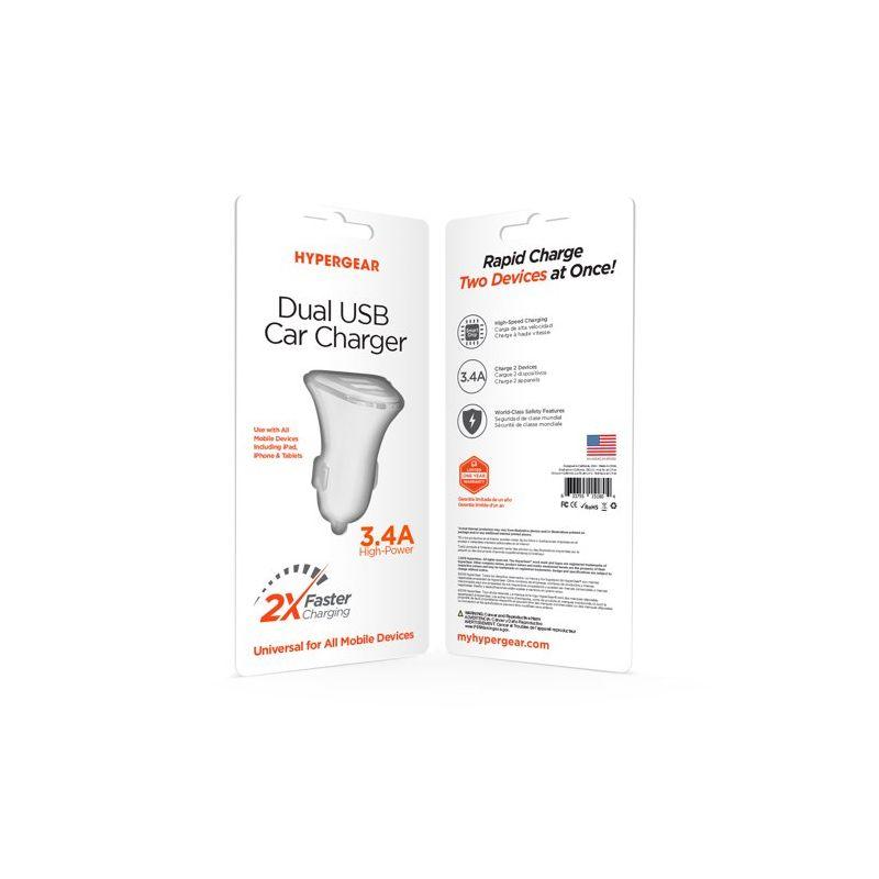 HyperGear - Car Charger 2 Port Usb-A 34Amp Rapid Charge - White - Limolin 