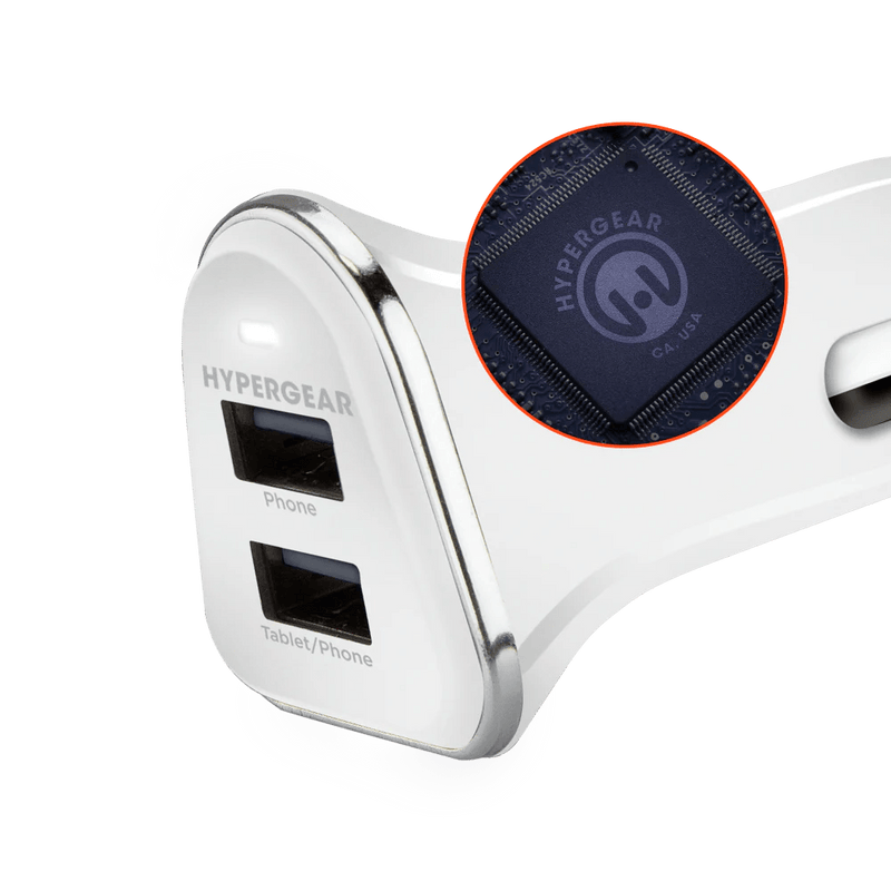 HyperGear - Car Charger 2 Port Usb-A 34Amp Rapid Charge - White - Limolin 