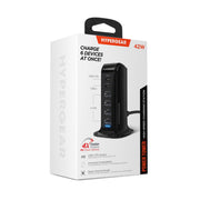HyperGear - Charging Station 6 Port 42W 4X Usb-A 2X Usb-C Pd Tower Design Fast Charging - Black - Limolin 