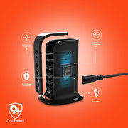 HyperGear - Charging Station 6 Port 42W 4X Usb-A 2X Usb-C Pd Tower Design Fast Charging - Black - Limolin 