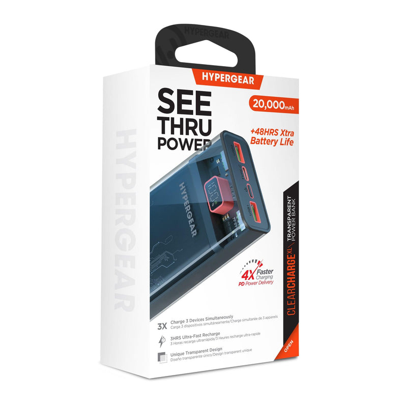 HyperGear - Clearcharge Xl Transparent Fast Charge Power Bank With 20W Usb-C Pd | 20,000Mah - Limolin 