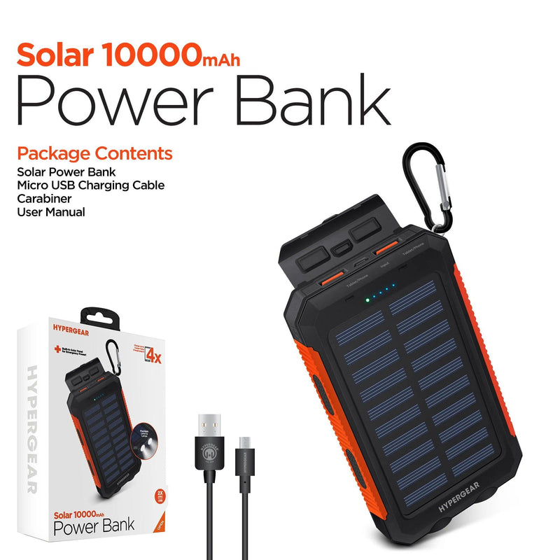 HyperGear - Dual Usb Solar Power Bank | Black | 10,000Mah - Limolin 