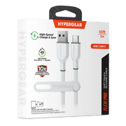 HyperGear - Flexi Pro Usb To Usb-C Soft-Touch Silicone Charge & Sync Cable | 10Ft | White - Limolin 