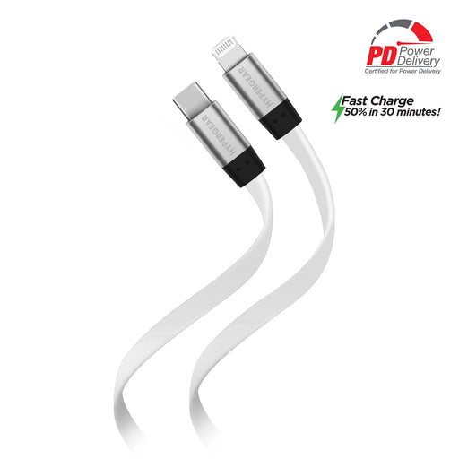 HyperGear - Flexi Usb-C To Mfi Lightning Flat Fast Charge Cable | 6Ft | White - Limolin 